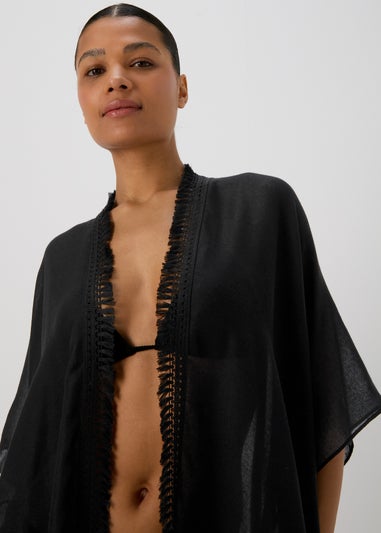 Black Solid Kimono