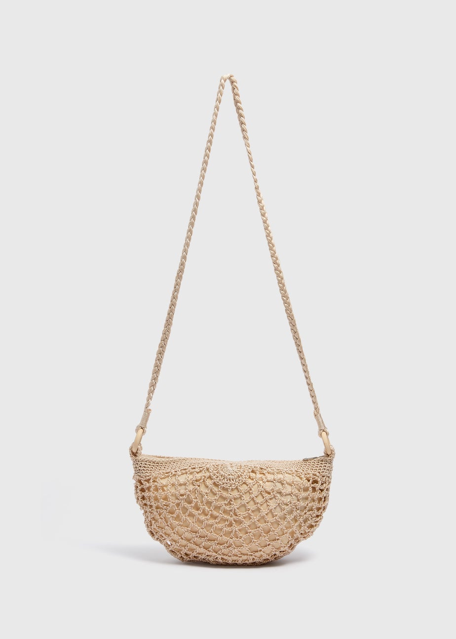 Natural Cross Body Crochet Bag