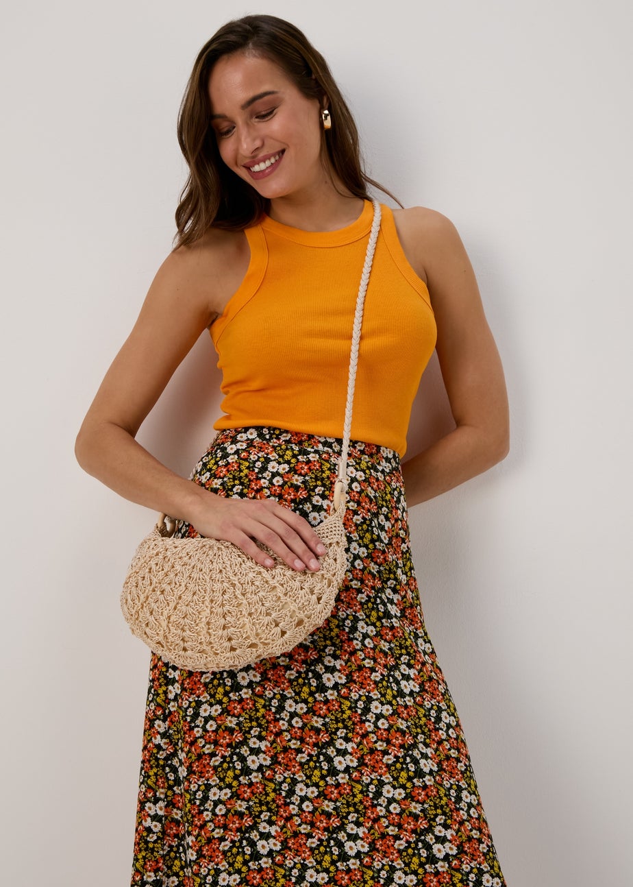 Natural Cross Body Crochet Bag
