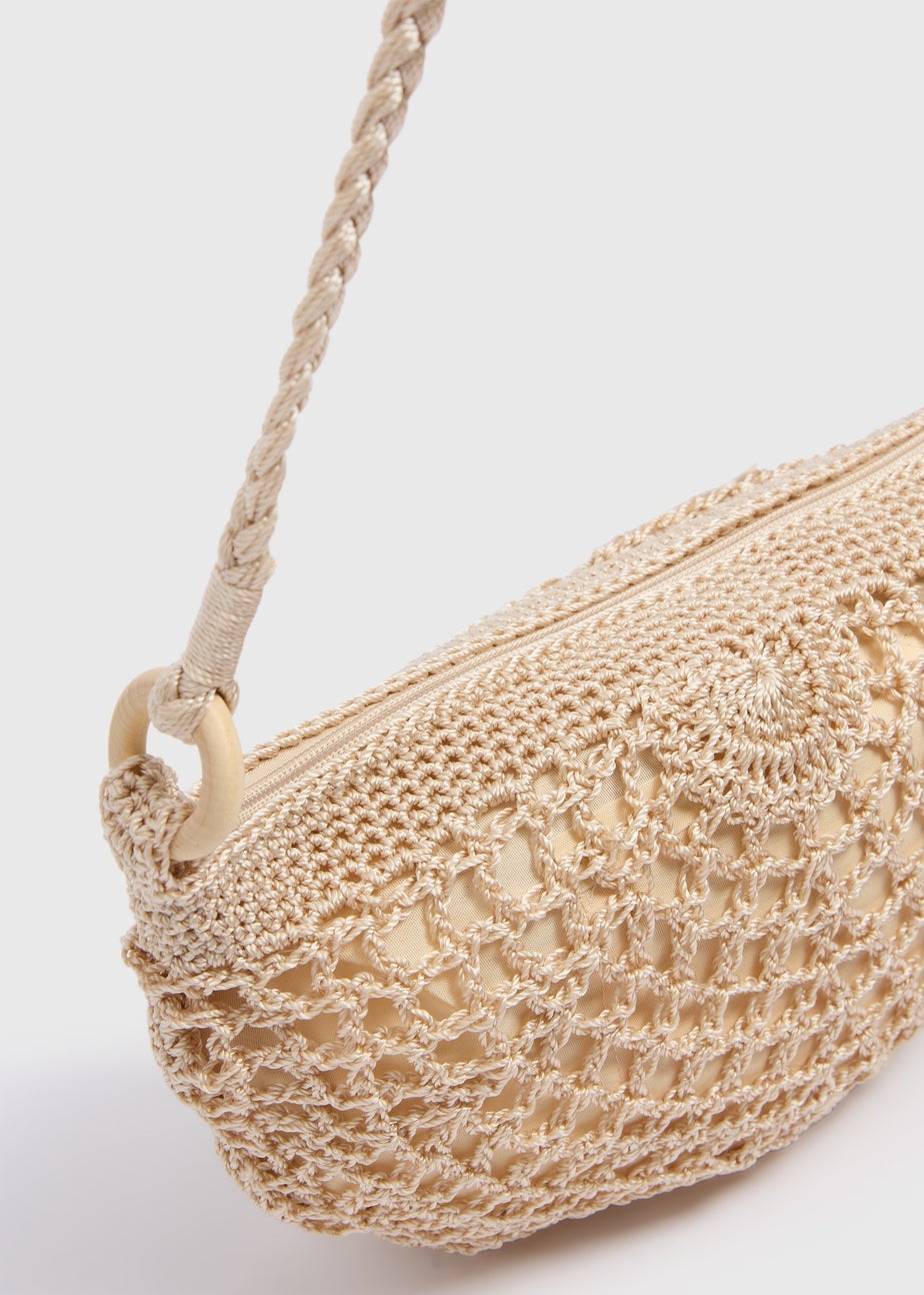Natural Cross Body Crochet Bag