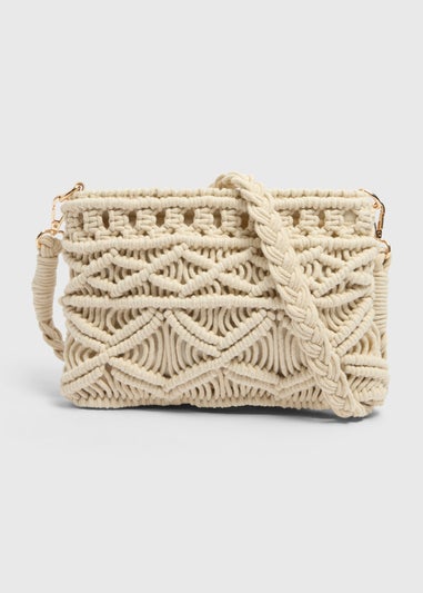 Natural Macramé Cross Body Bag