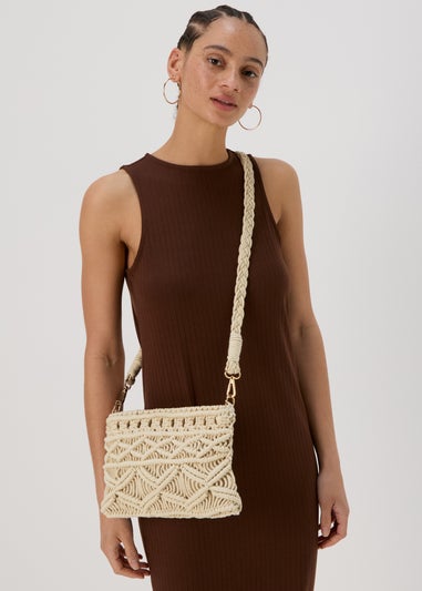 Natural Macramé Cross Body Bag