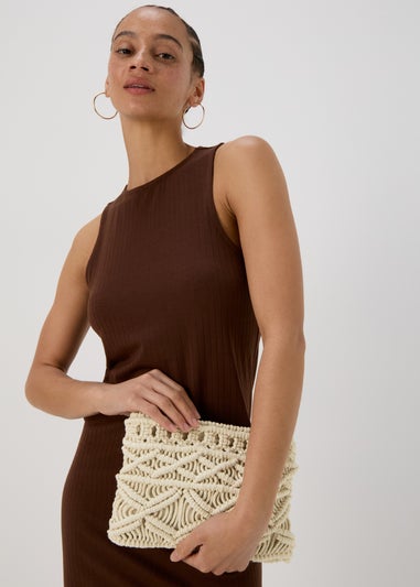 Natural Macramé Cross Body Bag