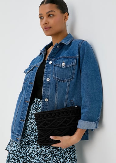 Black Macrame Crossbody Bag