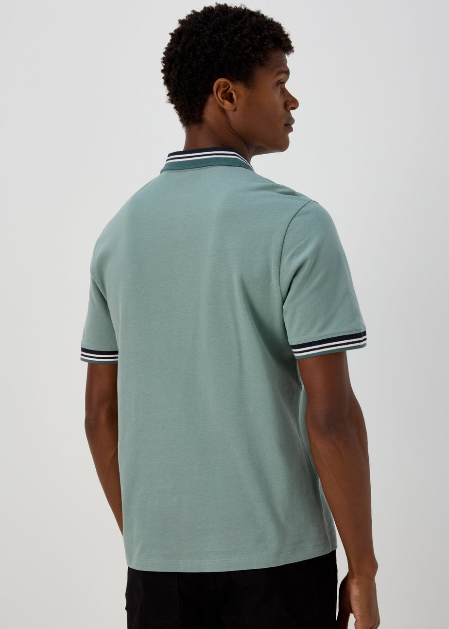 Sage Tipped Polo Shirt