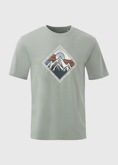 Dark Sage Mountain Print T-Shirt