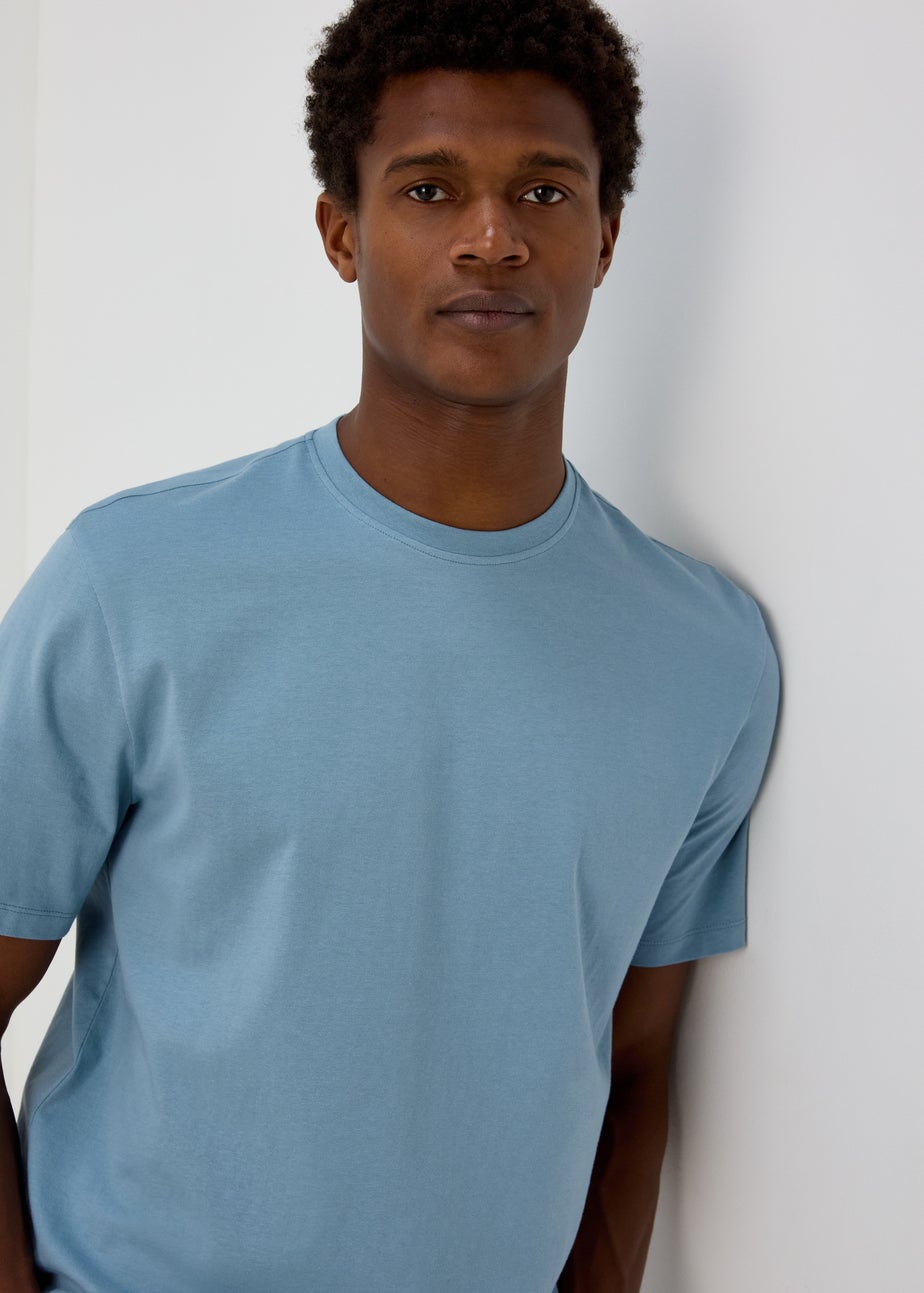 Blue Crew Neck Mountain T-Shirt