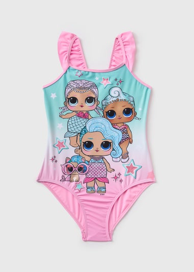 Girls Pink Ombre LOL Surprise Swimsuit (4-11yrs)