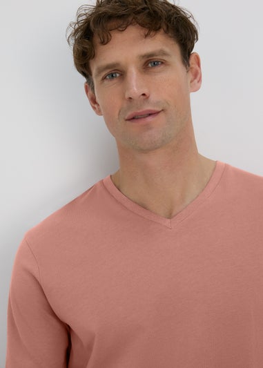 Pink Burlwood Essential V Neck T-Shirt