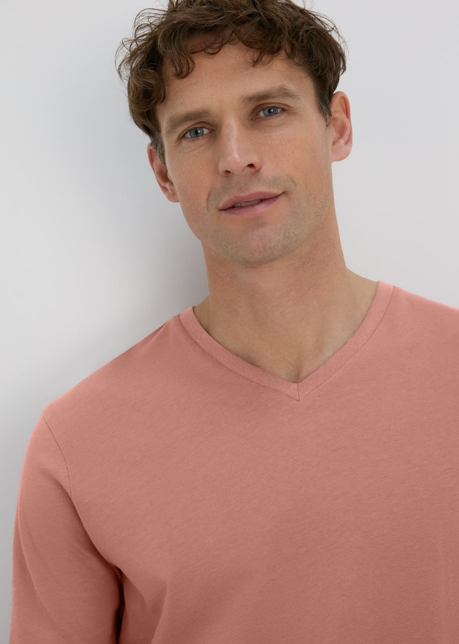 Pink Burlwood Essential V Neck T-Shirt