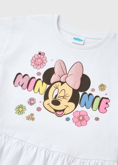 Disney Girls White Minnie Floral Peplum T-Shirt (9mths-7yrs)