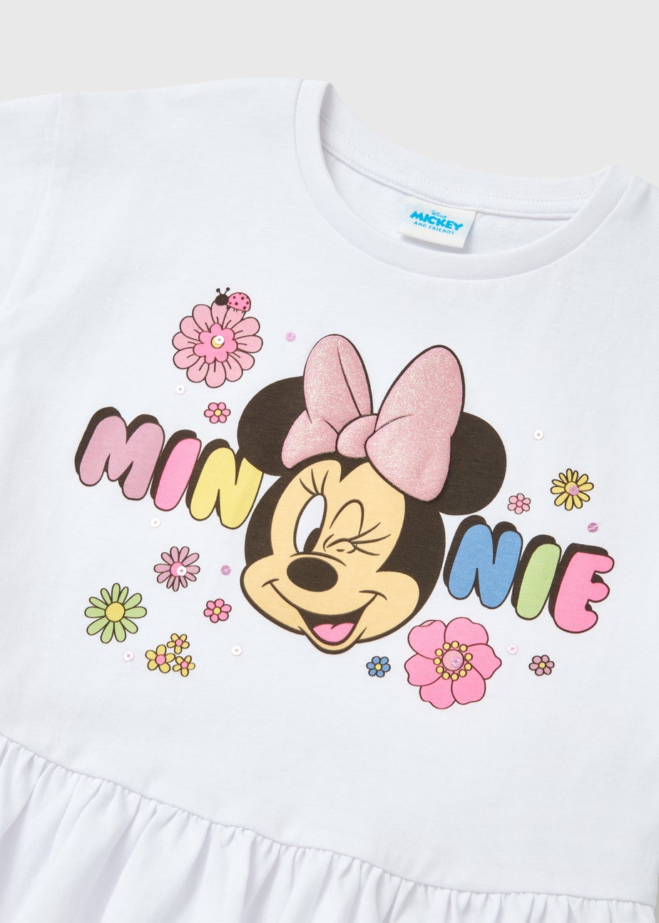 Disney Girls White Minnie Floral Peplum T-Shirt (9mths-7yrs)