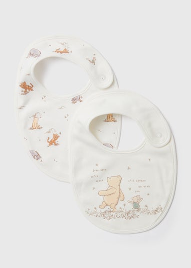 Baby 2 Pack Cream Winnie The Pooh Bibs