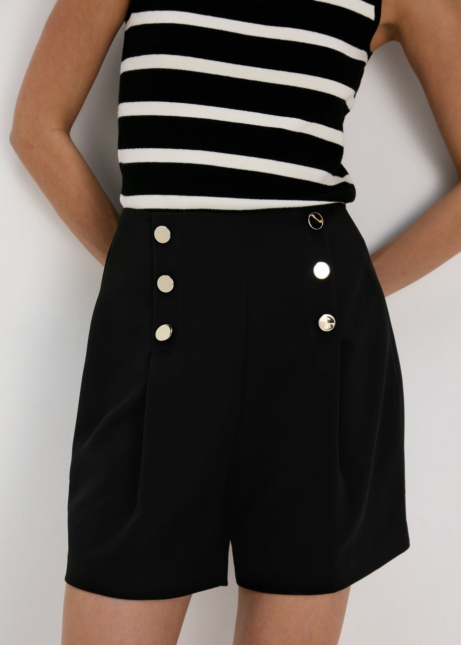 Et Vous Black Button Shorts