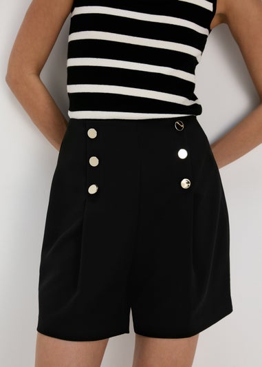 Et Vous Black Button Shorts