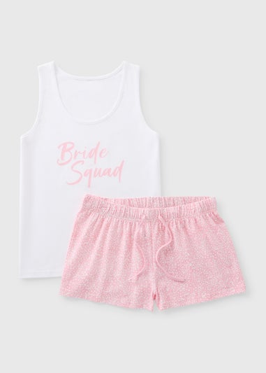 White Bridesmaid Jersey Top & Shorts Set