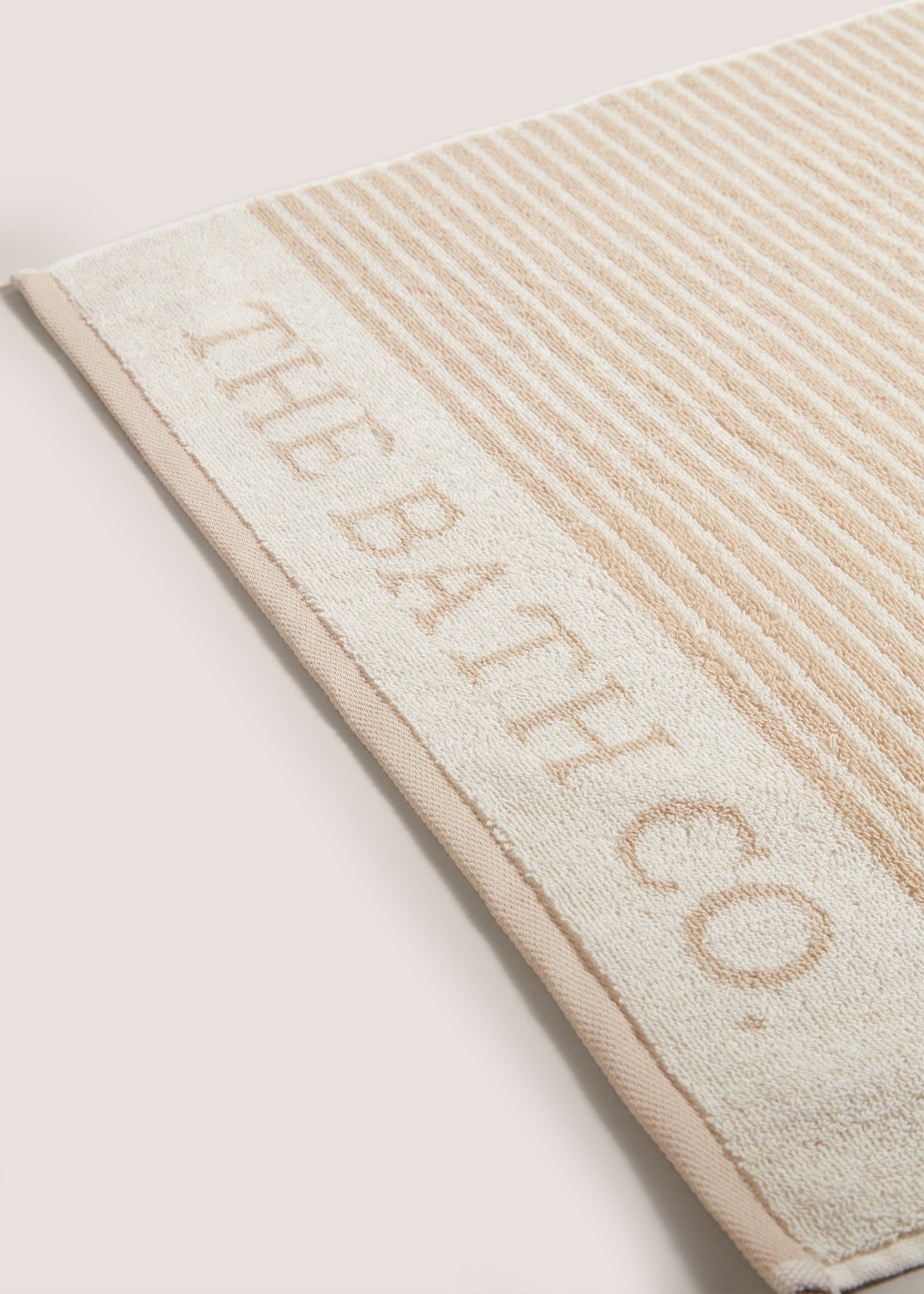 Neutral Beige 100% Cotton The Laundry Co Border Stripe Towel