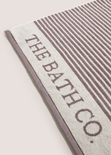 Dark Grey 100% Cotton The Laundry Co Border Stripe Hand Towel