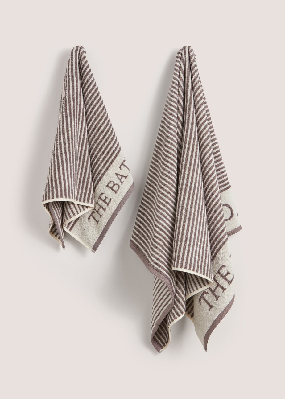 Dark Grey 100% Cotton The Laundry Co Border Stripe Hand Towel