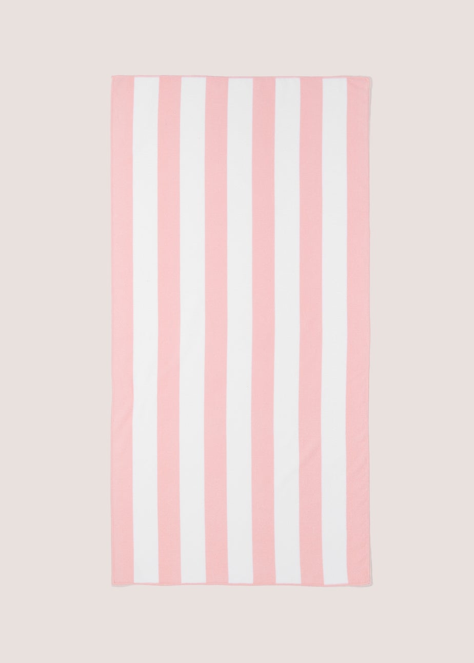 Pink Stripe Microfibre Beach Towel