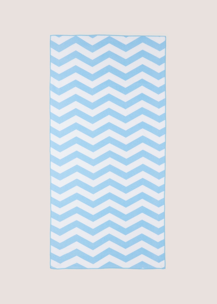 Blue Geo Print Microfibre Beach Towel