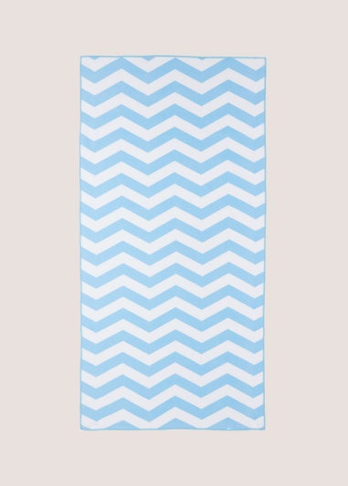 Blue Geo Print Microfibre Beach Towel