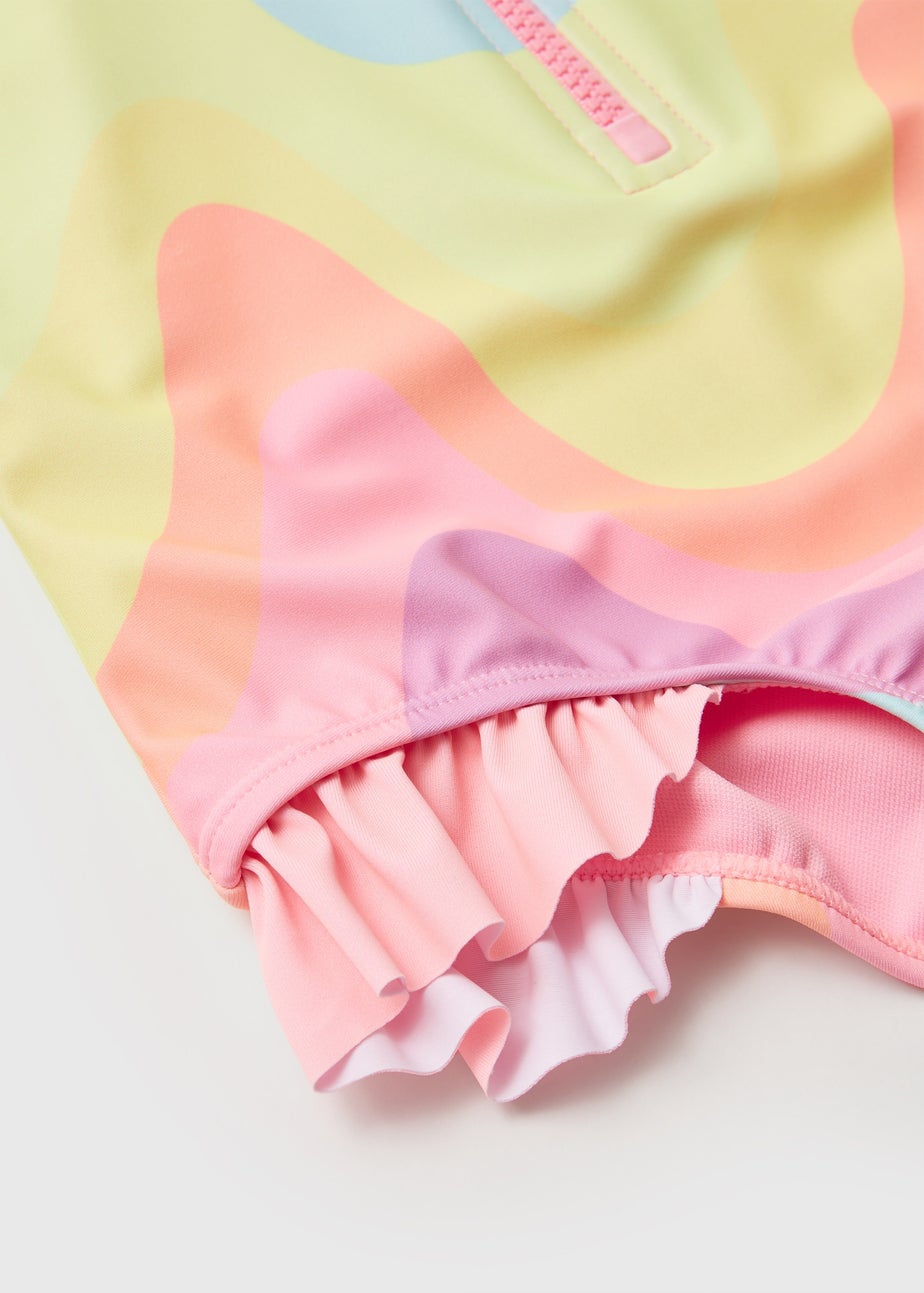 Girls Multicoloured Wave Long Sleeve Swimsuit (1-7yrs)