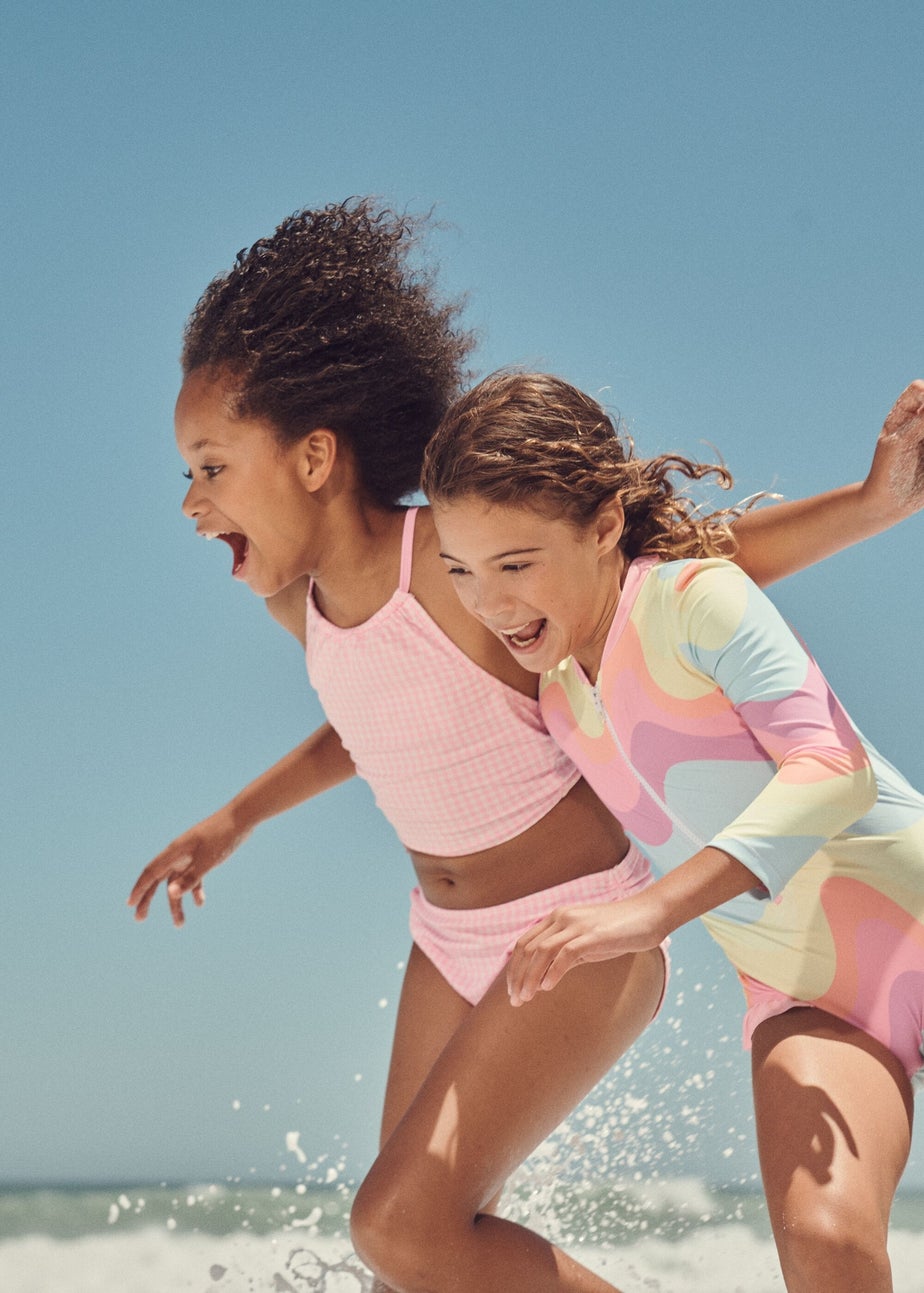 Girls Multicoloured Wave Long Sleeve Swimsuit (1-7yrs)