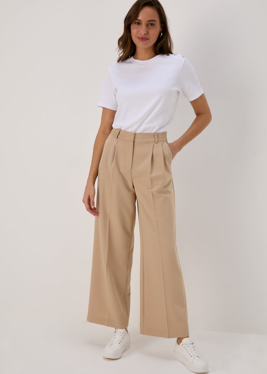 Et Vous Beige Wide Leg Suit Trousers