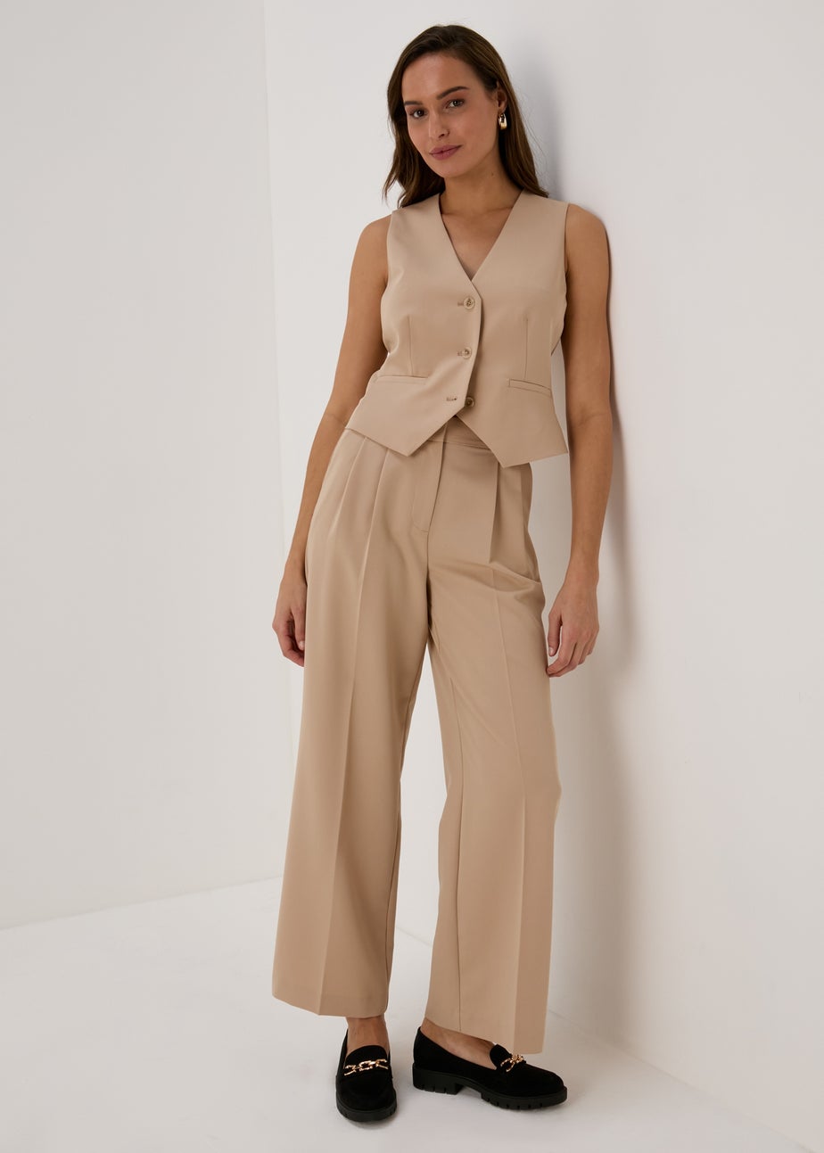 Et Vous Beige Wide Leg Suit Trousers