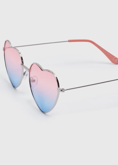 Kids Silver Metal Heart Sunglasses (3+yrs)