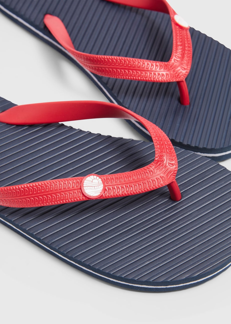 Navy Stripe Textured Flip Flop