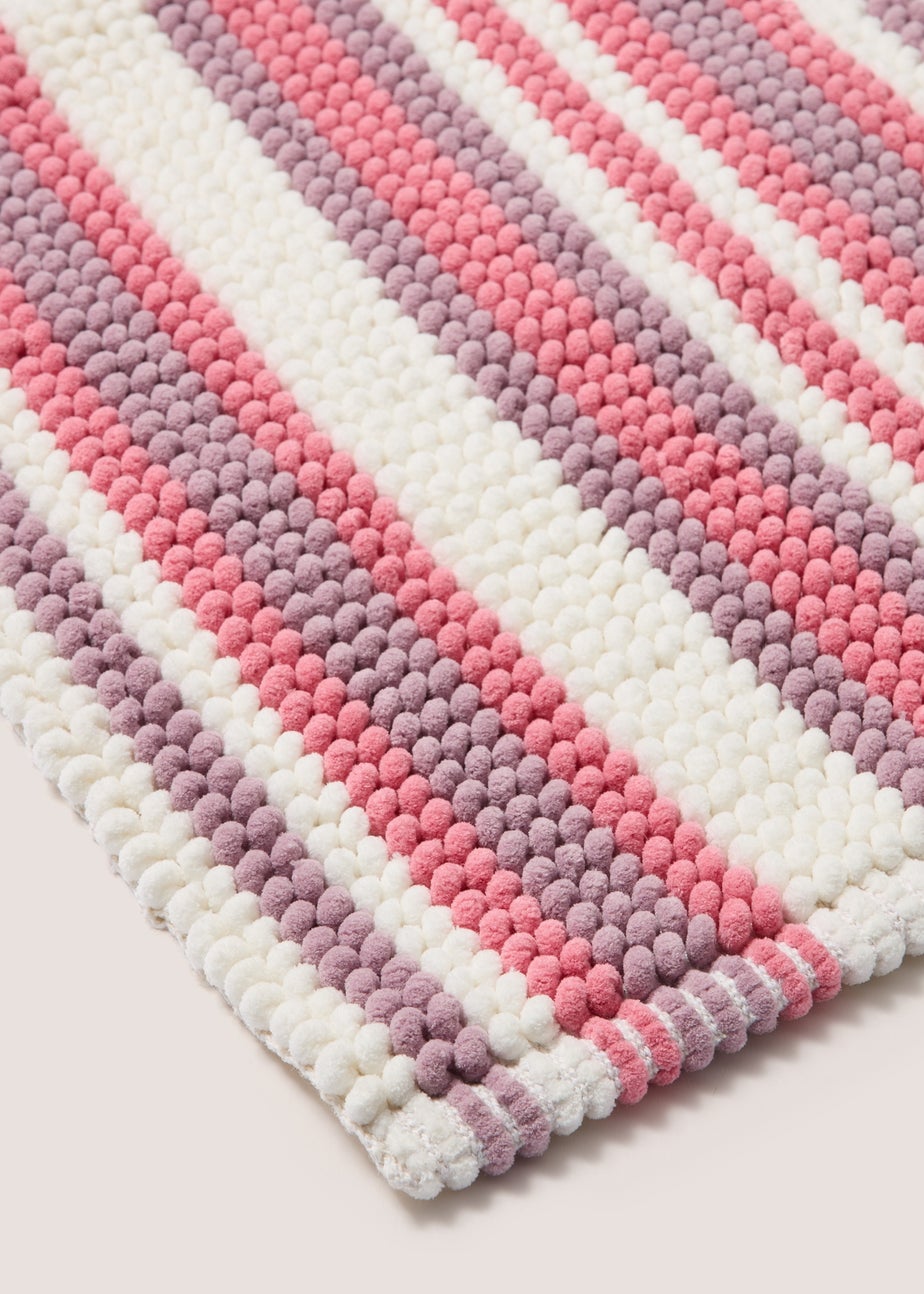 Lilac Chenille Stripe Bath Mat