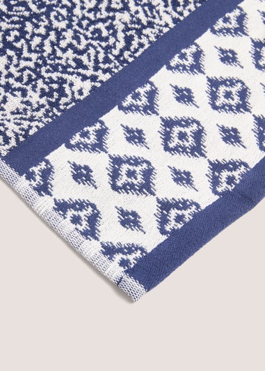 100% Cotton Blue Indigo Kilim Border Towel