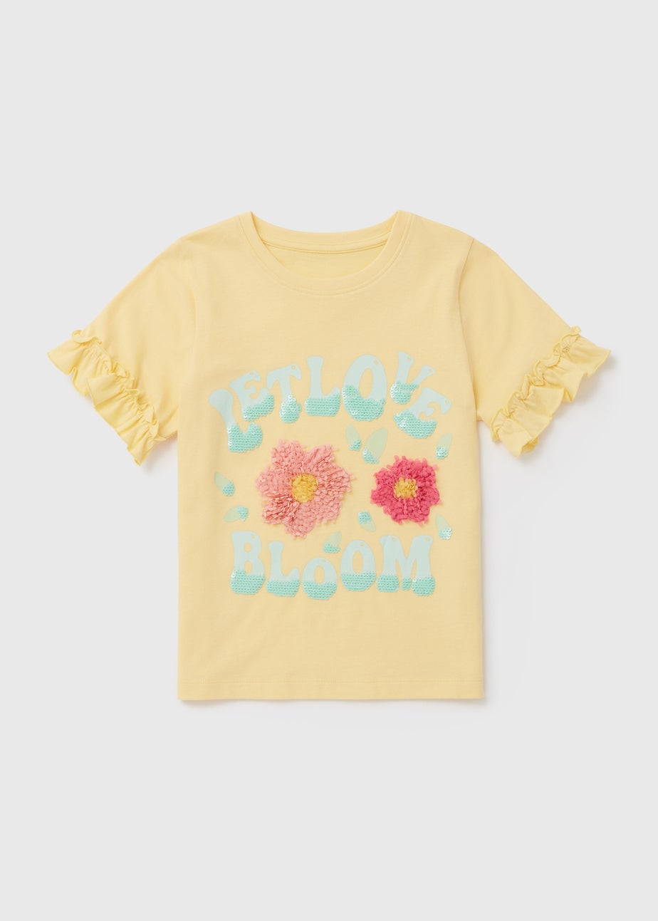 Girls Yellow Wild Flower Bloom T-Shirt (1-7yrs)