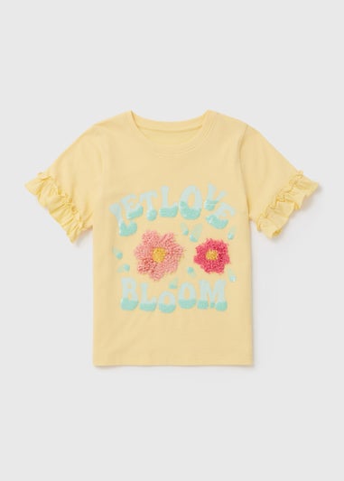 Girls Yellow Wild Flower Bloom T-Shirt (1-7yrs)
