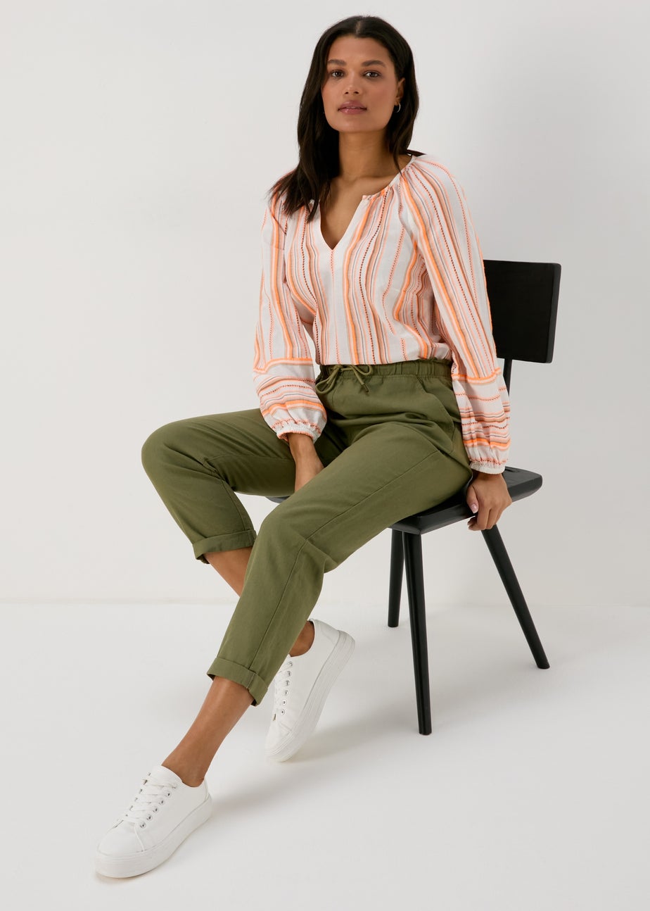 Orange Stripe Jacquard Blouse