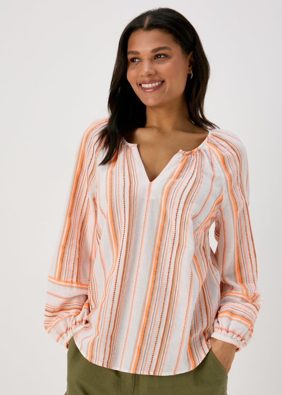 Orange Stripe Jacquard Blouse