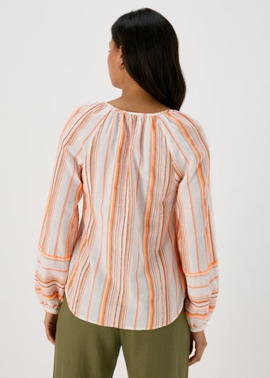Orange Stripe Jacquard Blouse
