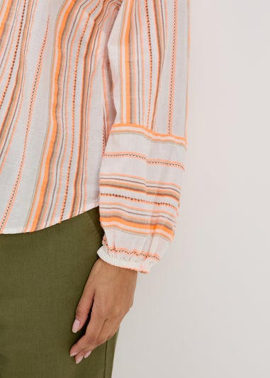 Orange Stripe Jacquard Blouse