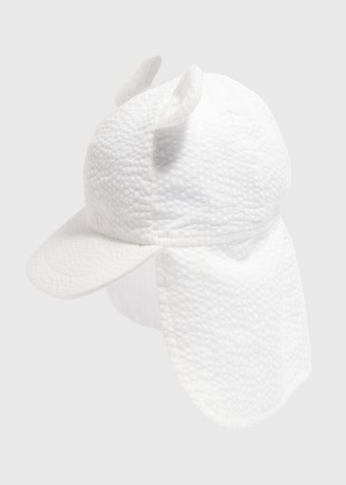 Baby White Seersucker Keppi Hat (Newborn-24mths)