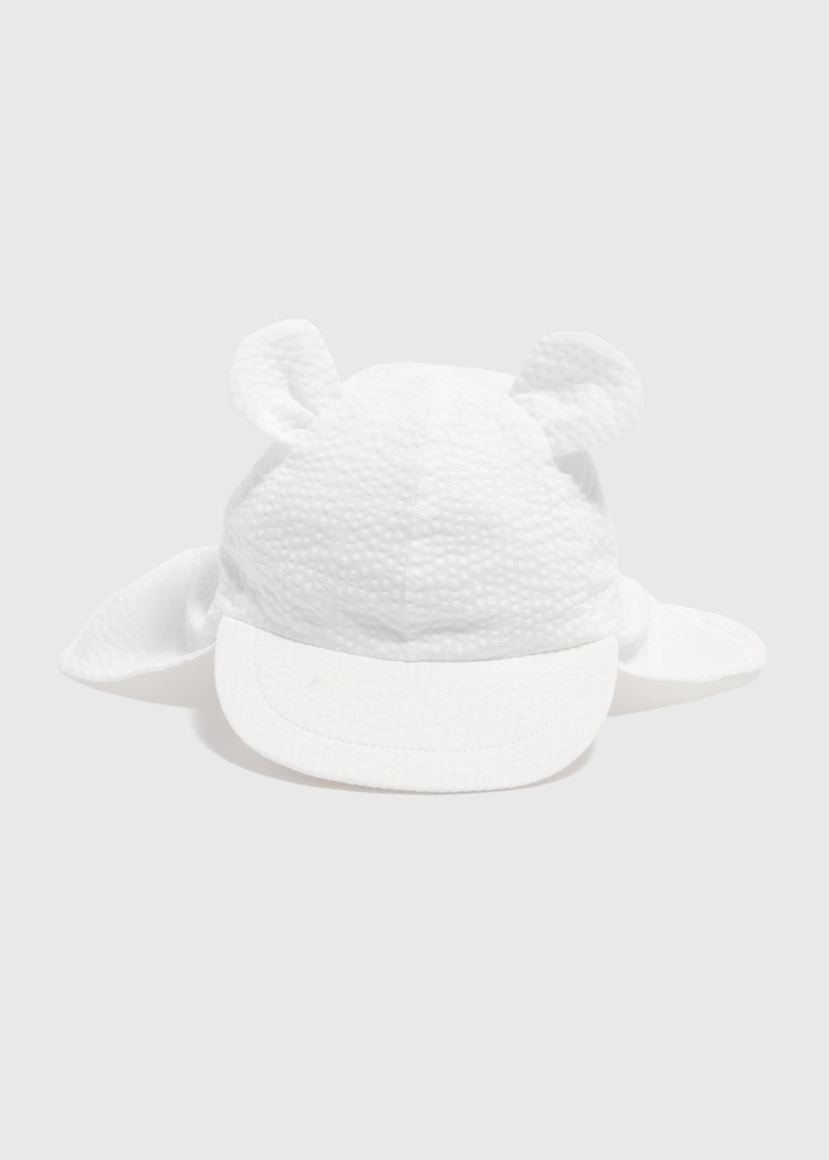 Baby White Seersucker Keppi Hat (Newborn-24mths)