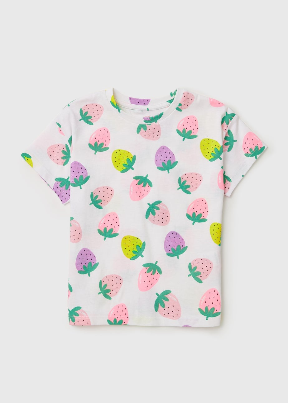 Girls White Strawberry T-Shirt (1-7yrs)