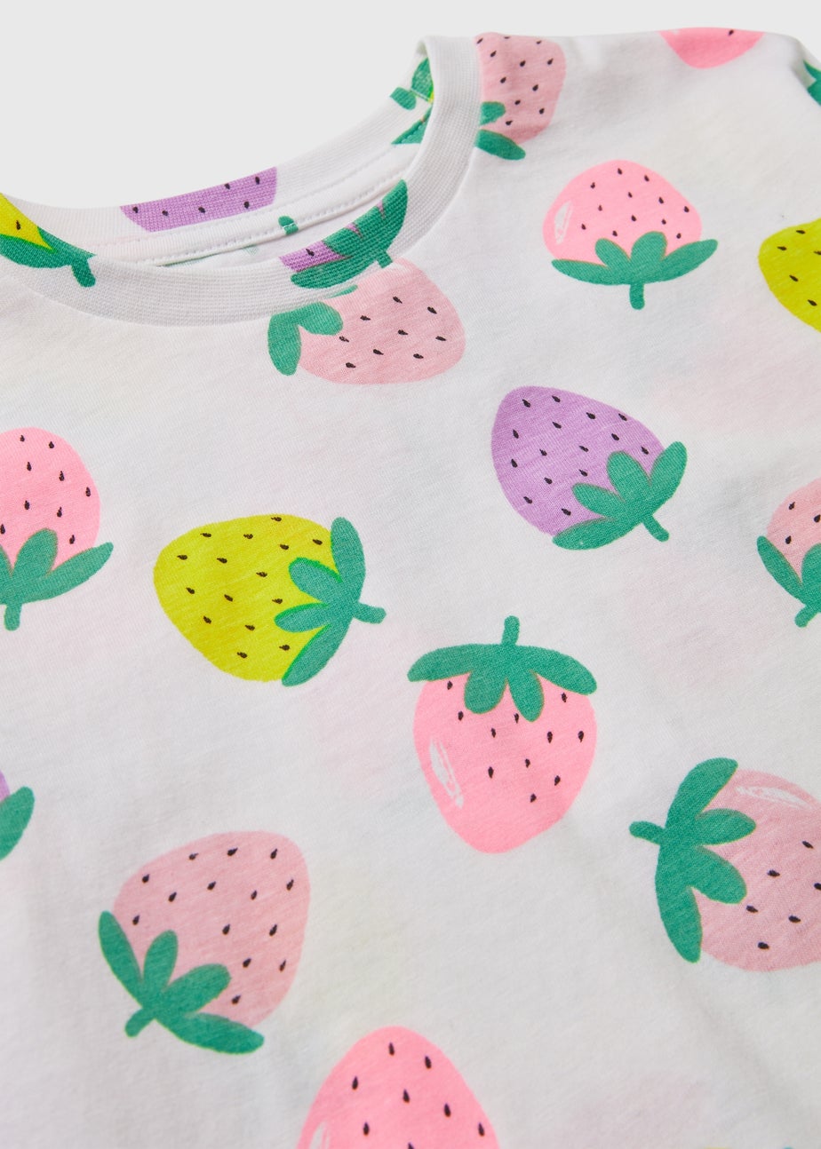 Girls White Strawberry T-Shirt (1-7yrs)