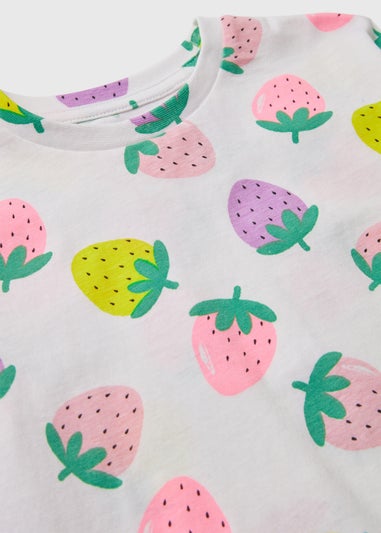 Girls White Strawberry T-Shirt (1-7yrs)