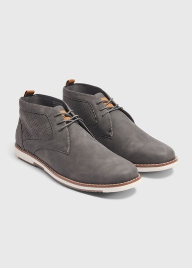 Grey PU Derby Boots