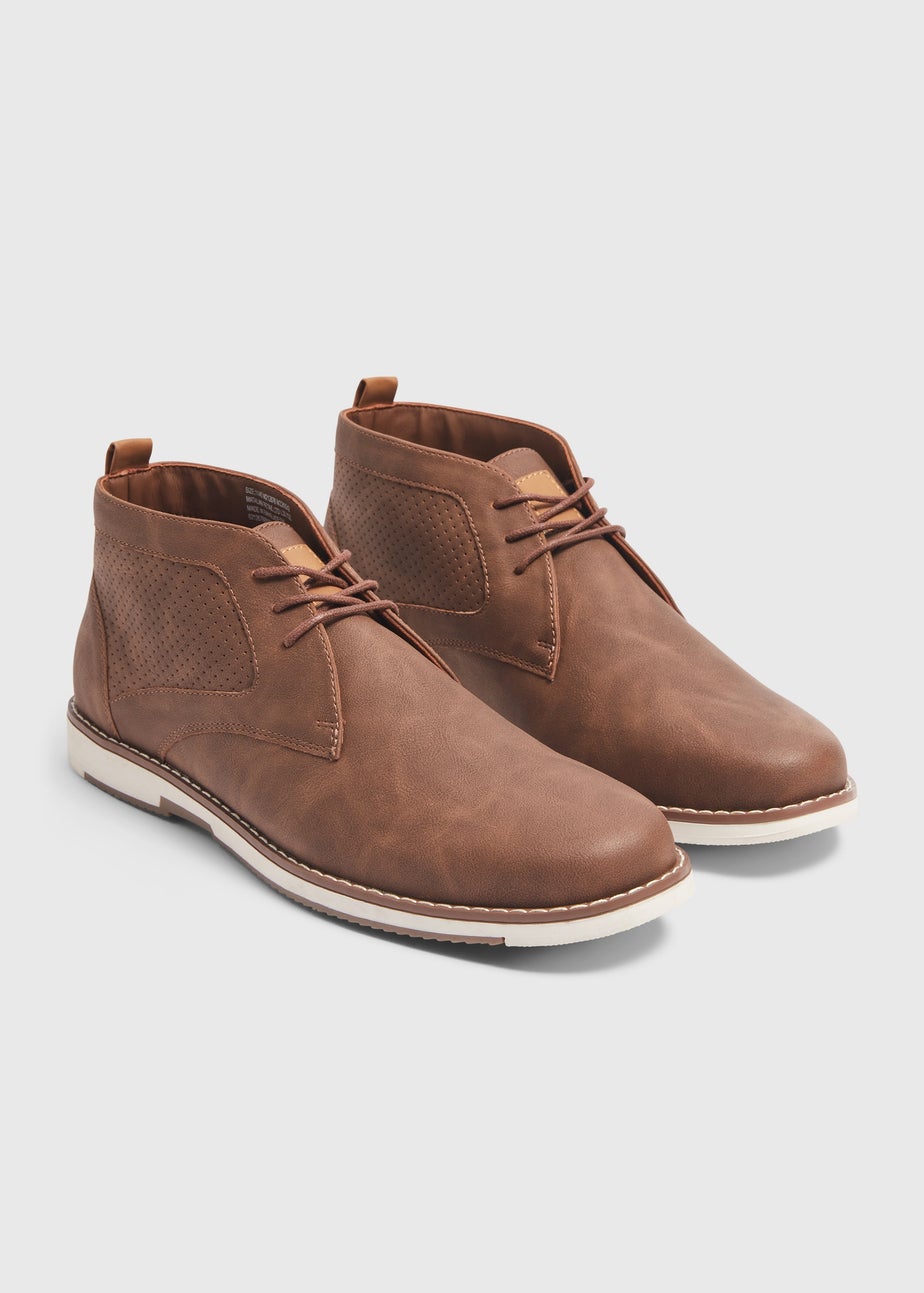 Tan PU Derby Boots