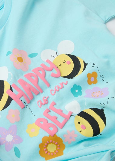 Girls Blue Bee Print T-Shirt (1-7yrs)