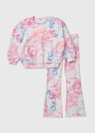 Girls Multicoloured Tie Dye Sweatshirt & Flare Pants Set (1-7yrs)