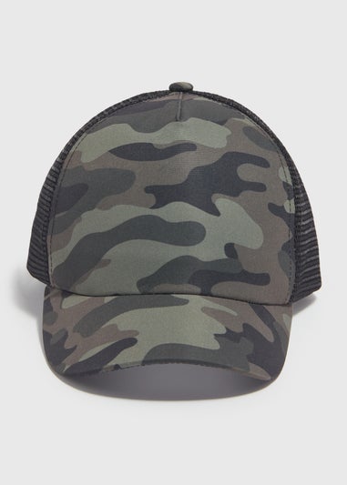 Boys Grey Camo Mesh Back Cap (7-13yrs)